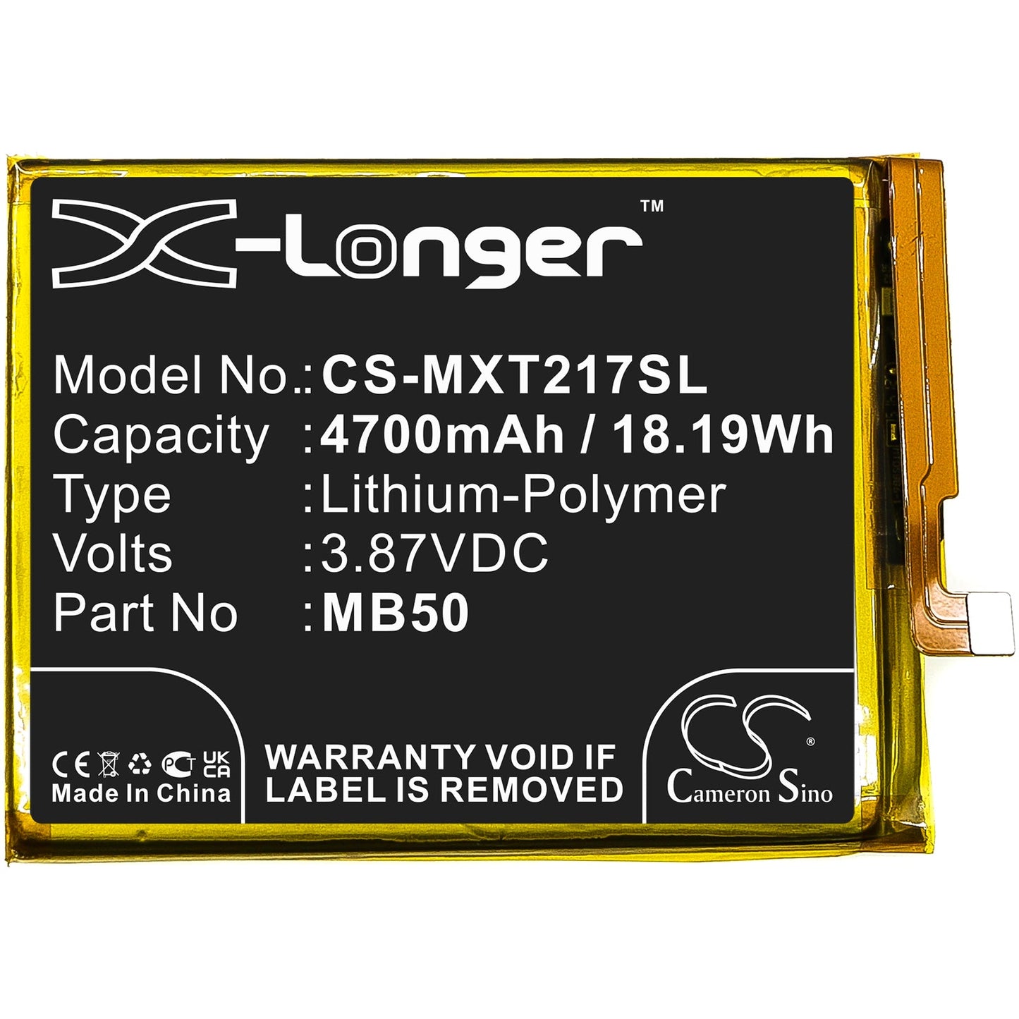Replacement Battery for Motorola  Moto Edge S30 – Mobile, SmartPhone – 4700mAh / 18.19Wh / 3.87V