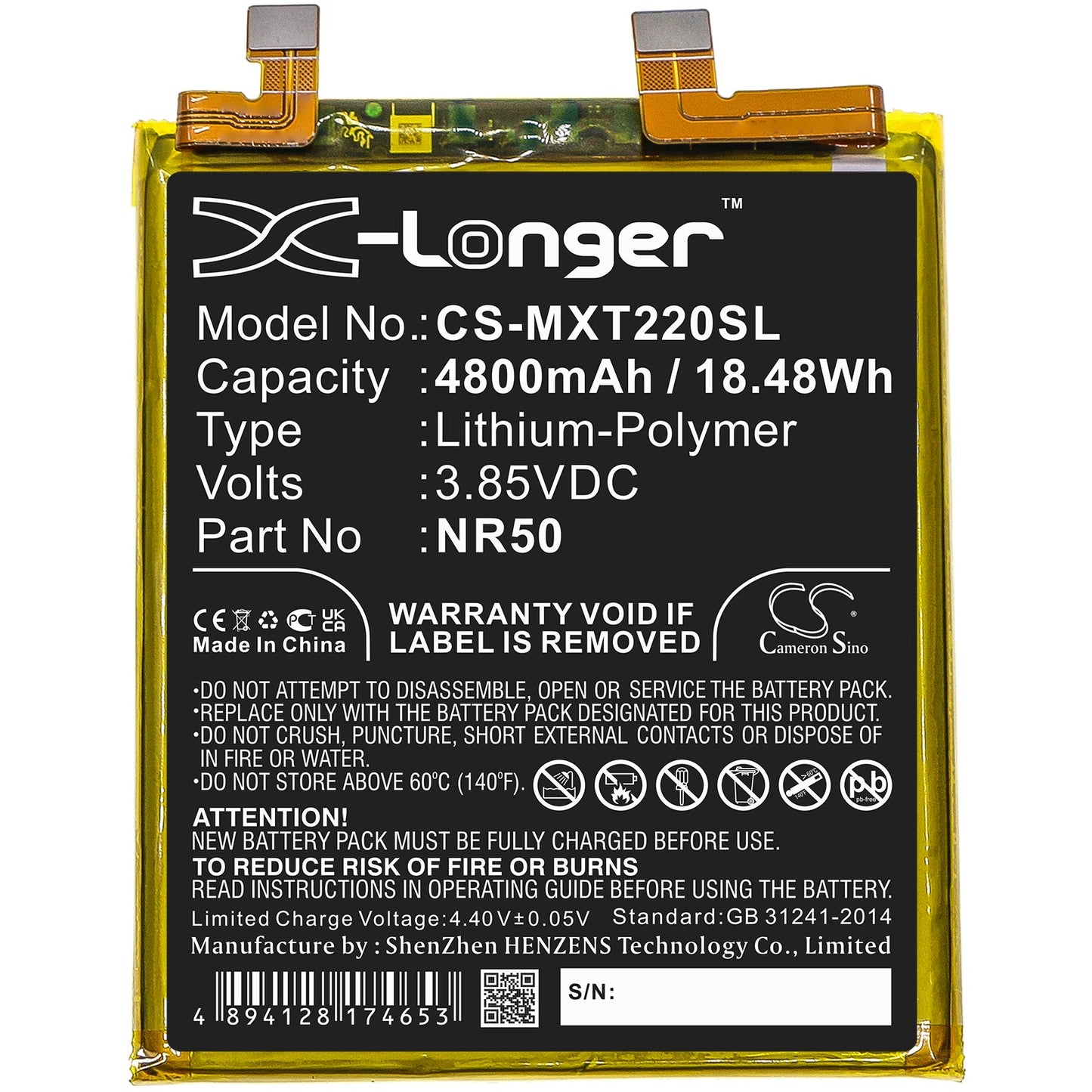 Replacement Battery for Motorola  Edge 30 Ultra – Mobile, SmartPhone – 4800mAh / 18.48Wh / 3.85V