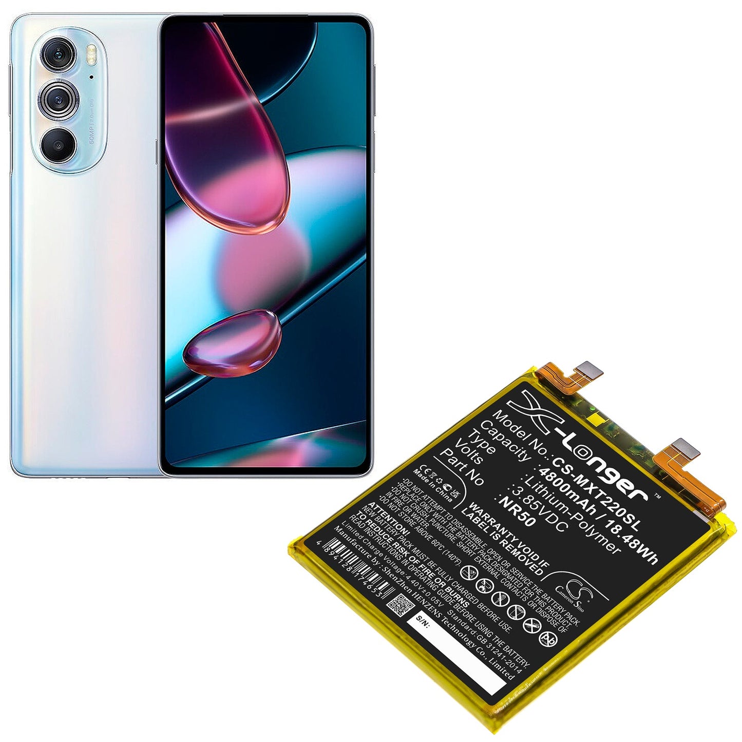 Replacement Battery for Motorola  Edge 30 Ultra – Mobile, SmartPhone – 4800mAh / 18.48Wh / 3.85V
