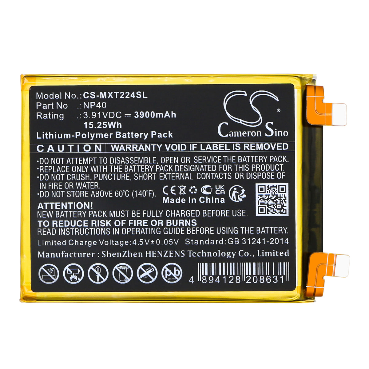 Replacement Battery for Motorola XT2245 – Mobile, SmartPhone – 3900mAh / 3.91V