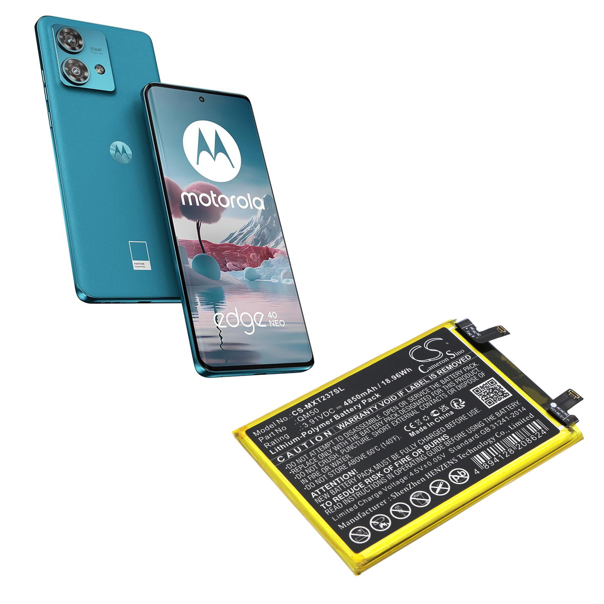 Replacement Battery for Motorola EDGE 40 NEO – Mobile, SmartPhone – 4850mAh / 3.91V