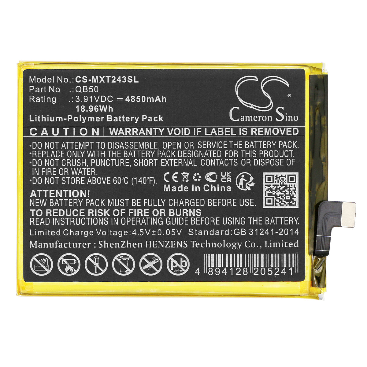 Replacement Battery for Motorola XT2347 – Mobile, SmartPhone – 4850mAh / 3.91V