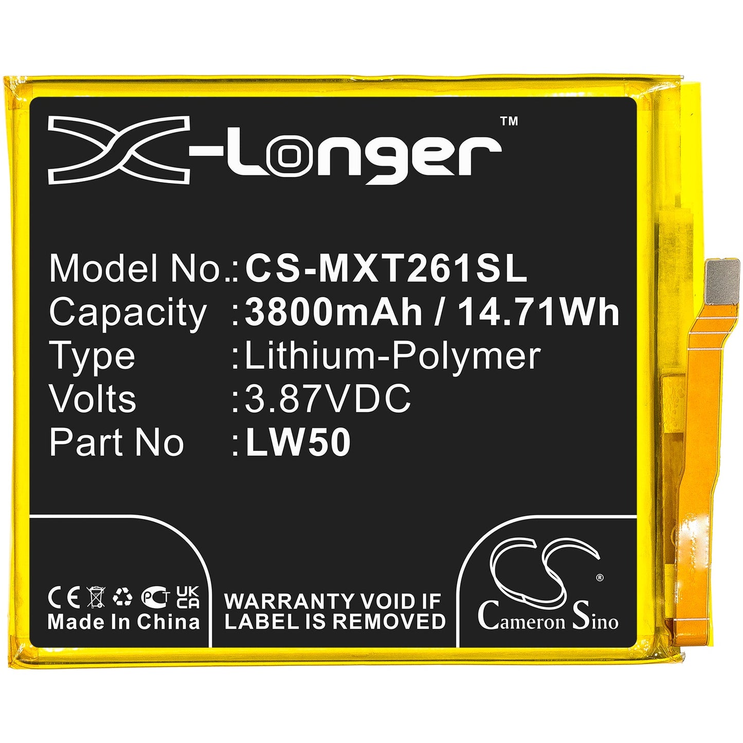 Replacement Battery for Motorola  Moto Edge Plus – Mobile, SmartPhone – 3800mAh / 14.71Wh / 3.87V