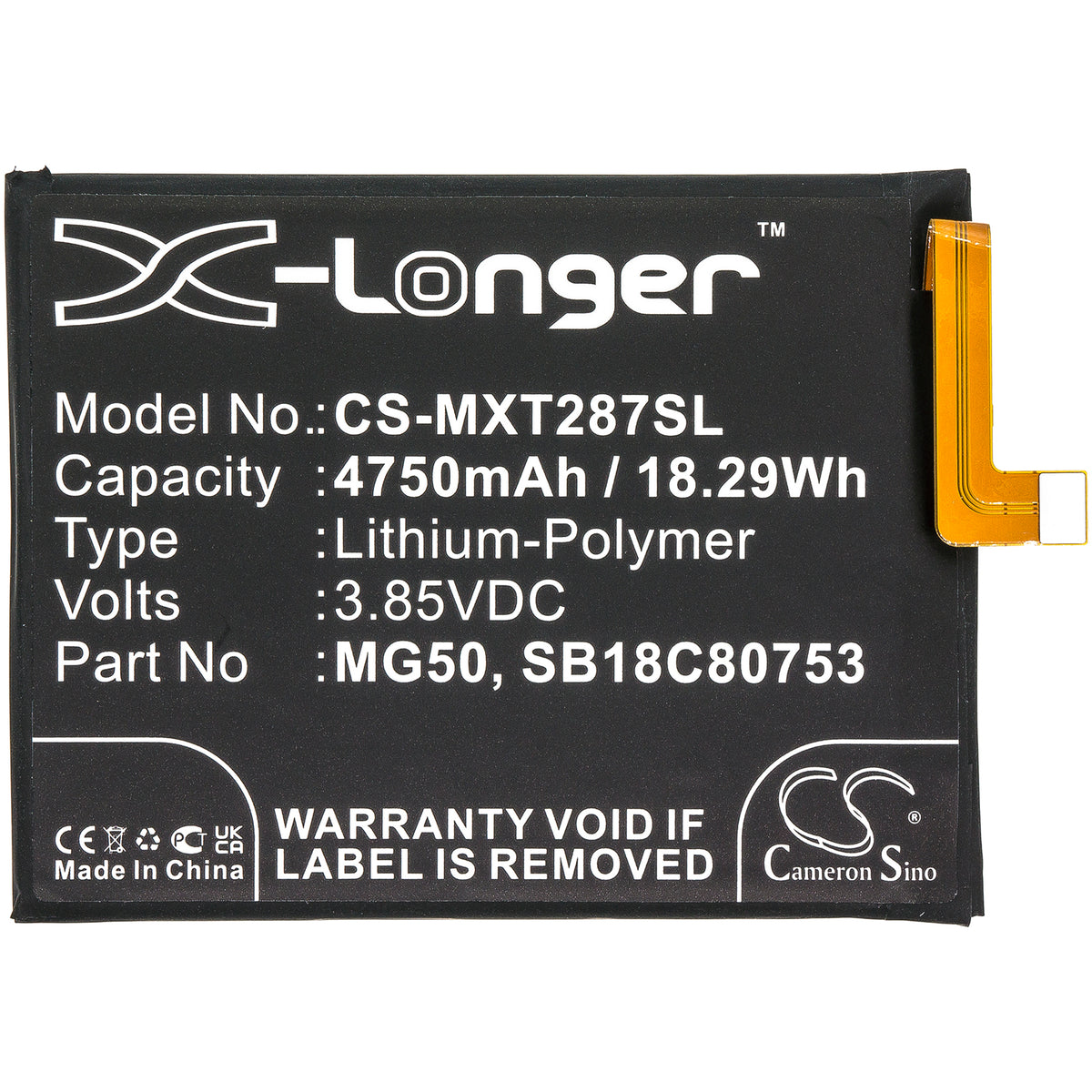 Replacement Battery for Motorola Moto G9 Plus – Mobile, SmartPhone – 4750mAh / 3.85V