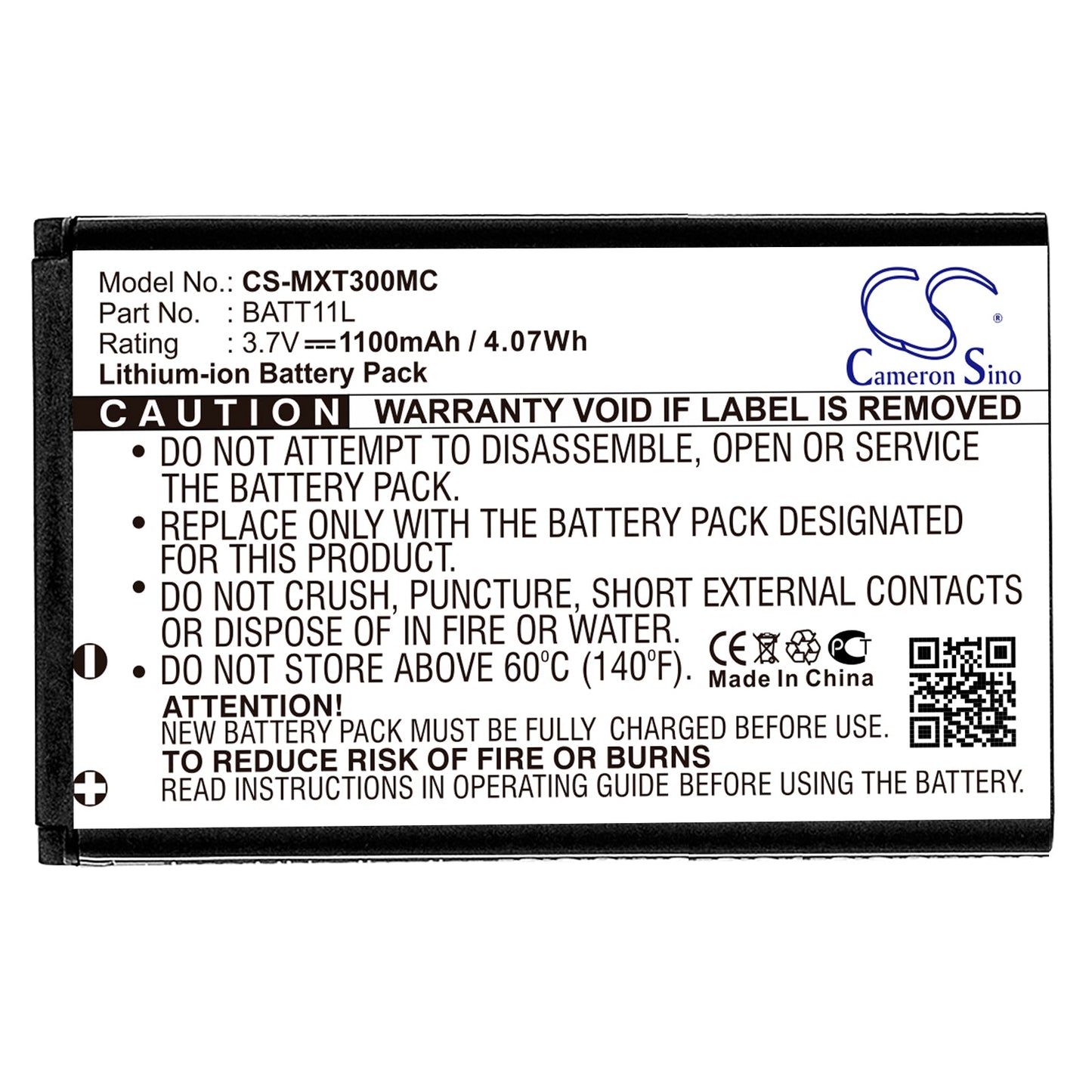 Replacement Battery for Gemantech  CB115 – Camera – 1100mAh / 4.07Wh / 3.7V