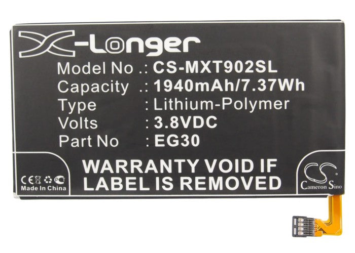 Replacement Battery for Motorola  Droid mini – Mobile, SmartPhone – 1940mAh / 7.37Wh / 3.8V
