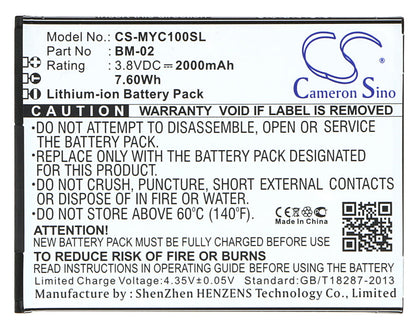 Replacement Battery for MyPhone  Cube – Mobile, SmartPhone – 2000mAh / 7.60Wh / 3.8V