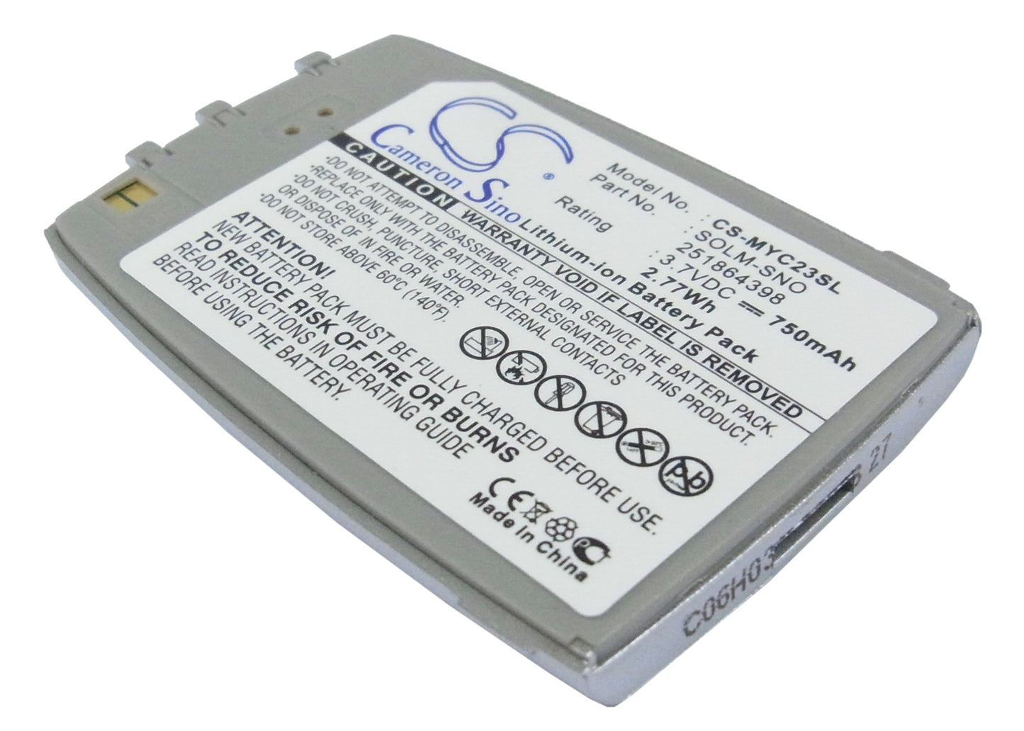 Replacement Battery for Sagem MYC2-3 – Mobile, SmartPhone – 750mAh / 3.7V - image 1