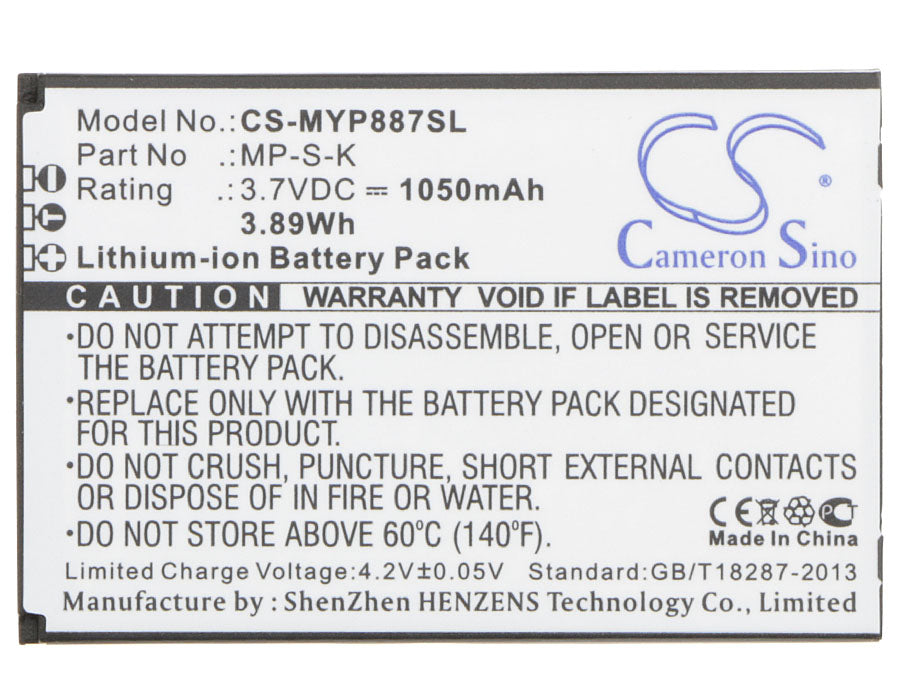 Replacement Battery for Myphone  8870 – Mobile, SmartPhone – 1050mAh / 3.89Wh / 3.7V