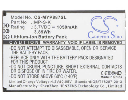 Replacement Battery for Myphone  8870 – Mobile, SmartPhone – 1050mAh / 3.89Wh / 3.7V