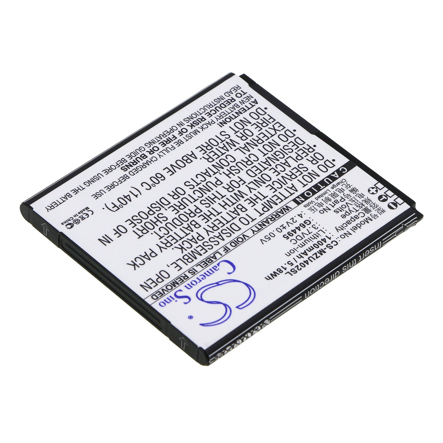 Replacement Battery for NAVON  Mizu D402 – Mobile, SmartPhone – 1400mAh / 5.18Wh / 3.7V
