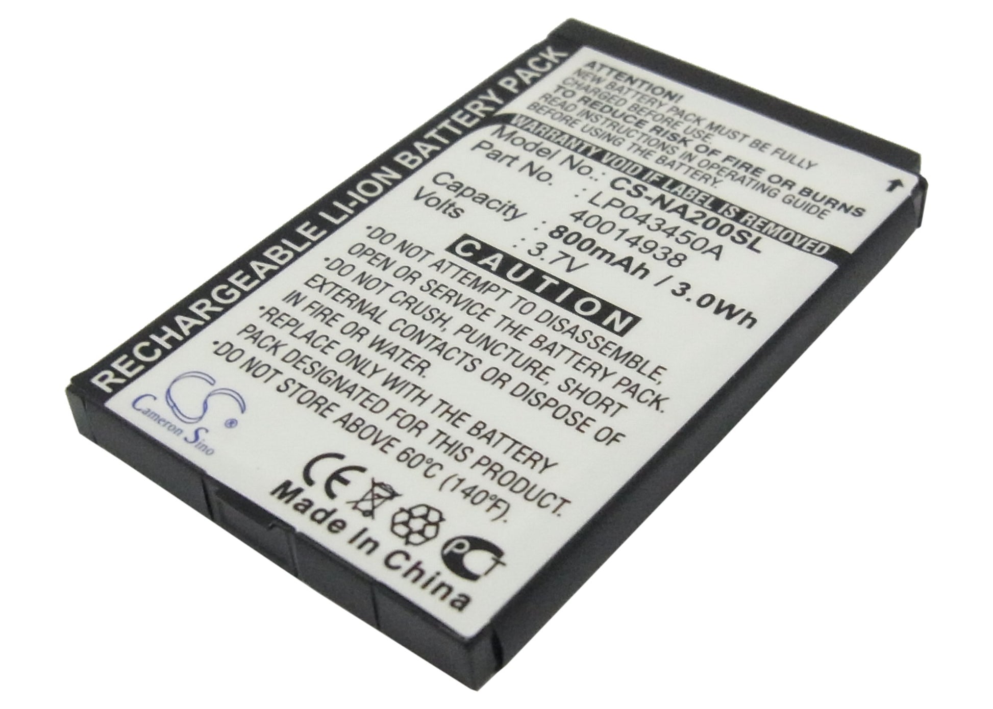 Replacement Battery for Telecom | Medion Italia Aladion Flip – GPS, Navigator – 800mAh / 3.7V - image 1