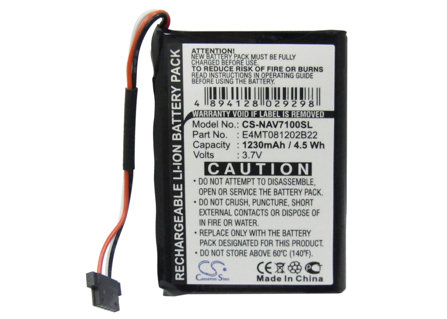 Replacement Battery for NAVMAN  N20 – GPS, Navigator – 1230mAh / 4.55Wh / 3.7V