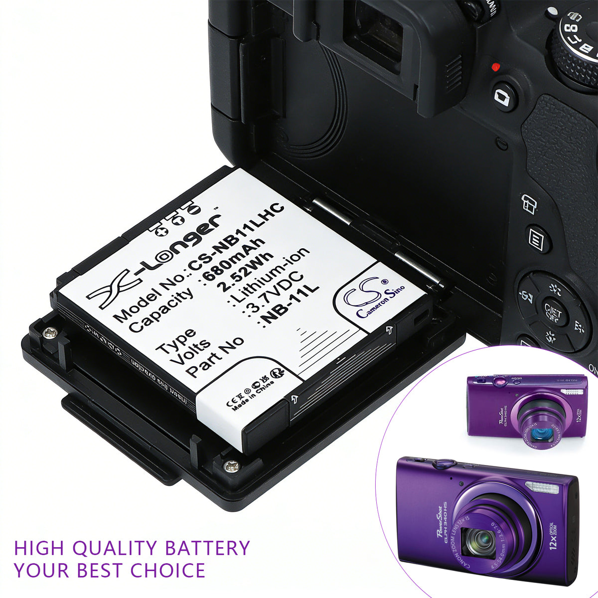 Replacement Battery for Canon IXUS 125HS – Camera – 680mAh / 3.7V