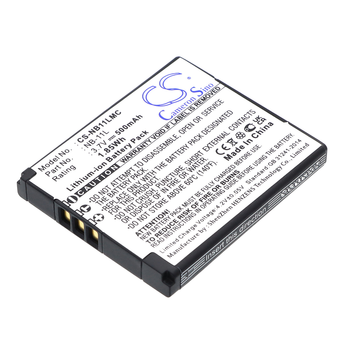 Replacement Battery for Canon IXUS 125HS – Camera – 500mAh / 3.7V