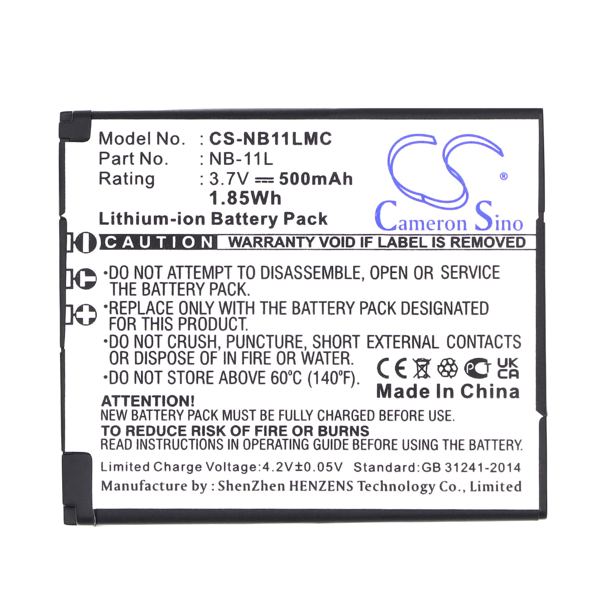 Replacement Battery for Canon IXUS 125HS – Camera – 500mAh / 3.7V