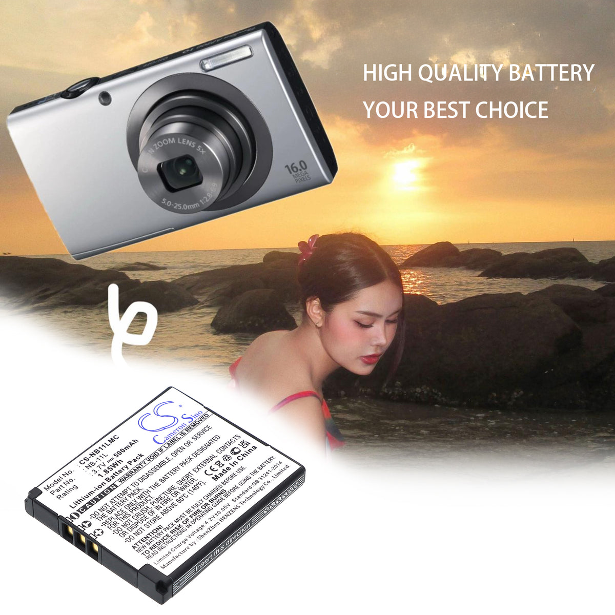 Replacement Battery for Canon IXUS 125HS – Camera – 500mAh / 3.7V