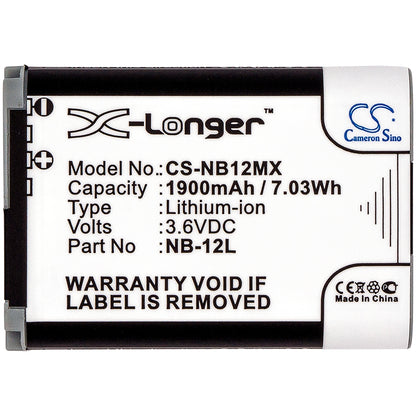 Replacement Battery for Canon PowerShot N100 – Camera – 1900mAh / 3.6V