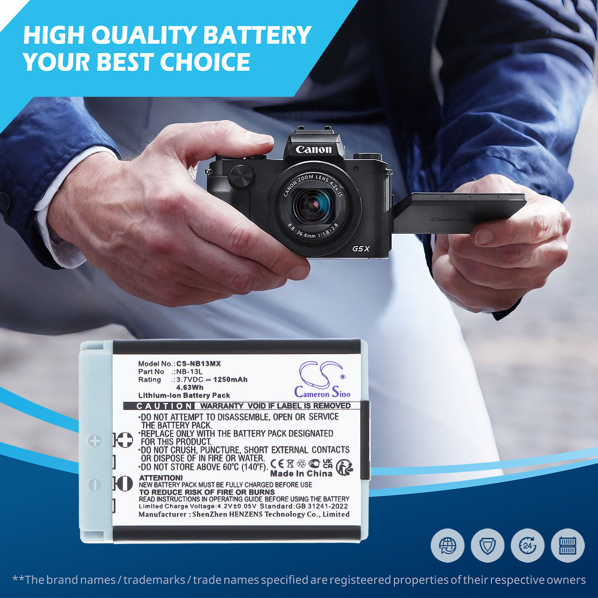 Replacement Battery for Canon PowerShot G1 X Mark III – Camera – 1250mAh / 3.7V
