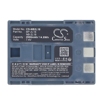 Replacement Battery for Canon ELURA 40mc – Camera – 2000mAh / 7.4V