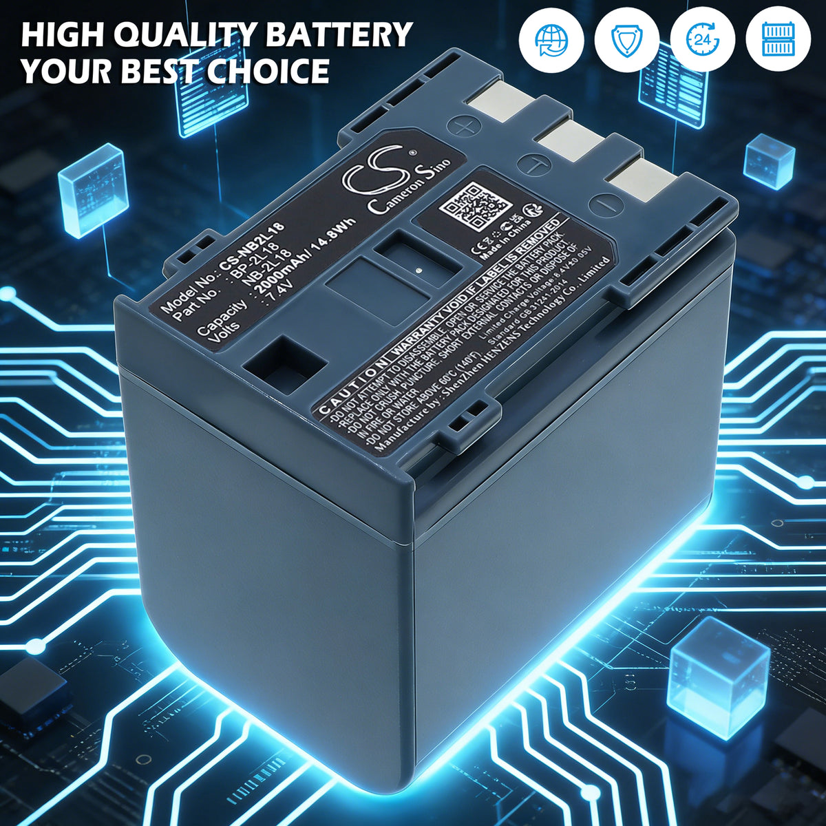 Replacement Battery for Canon ELURA 40mc – Camera – 2000mAh / 7.4V