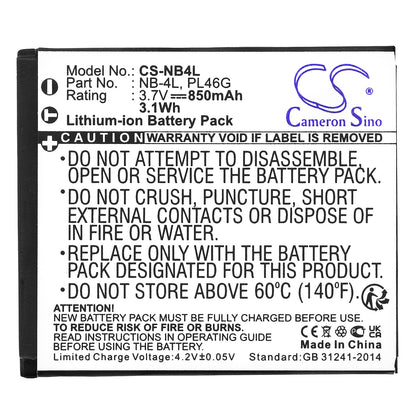 Replacement Battery for Canon Digital IXUS 100 IS – Camera – 850mAh / 3.7V