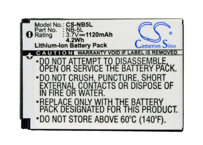 Replacement Battery for Canon  Digital IXUS 800 IS – Camera – 1120mAh / 4.14Wh / 3.7V