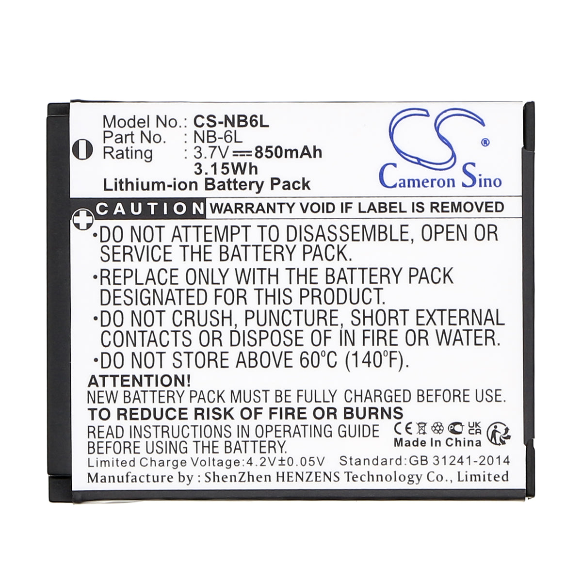 Replacement Battery for Canon Digital IXUS 200 IS – Camera – 850mAh / 3.7V