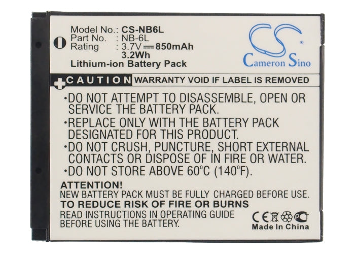 Replacement Battery for Canon  Digital IXUS 200 IS – Camera – 850mAh / 3.15Wh / 3.7V