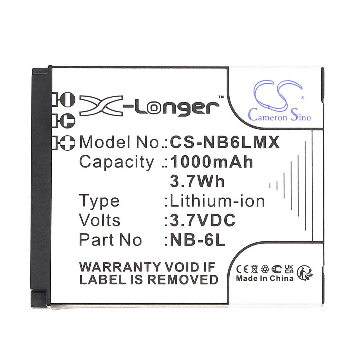 Replacement Battery for Canon Digital IXUS 200 IS – Camera – 1000mAh / 3.7V
