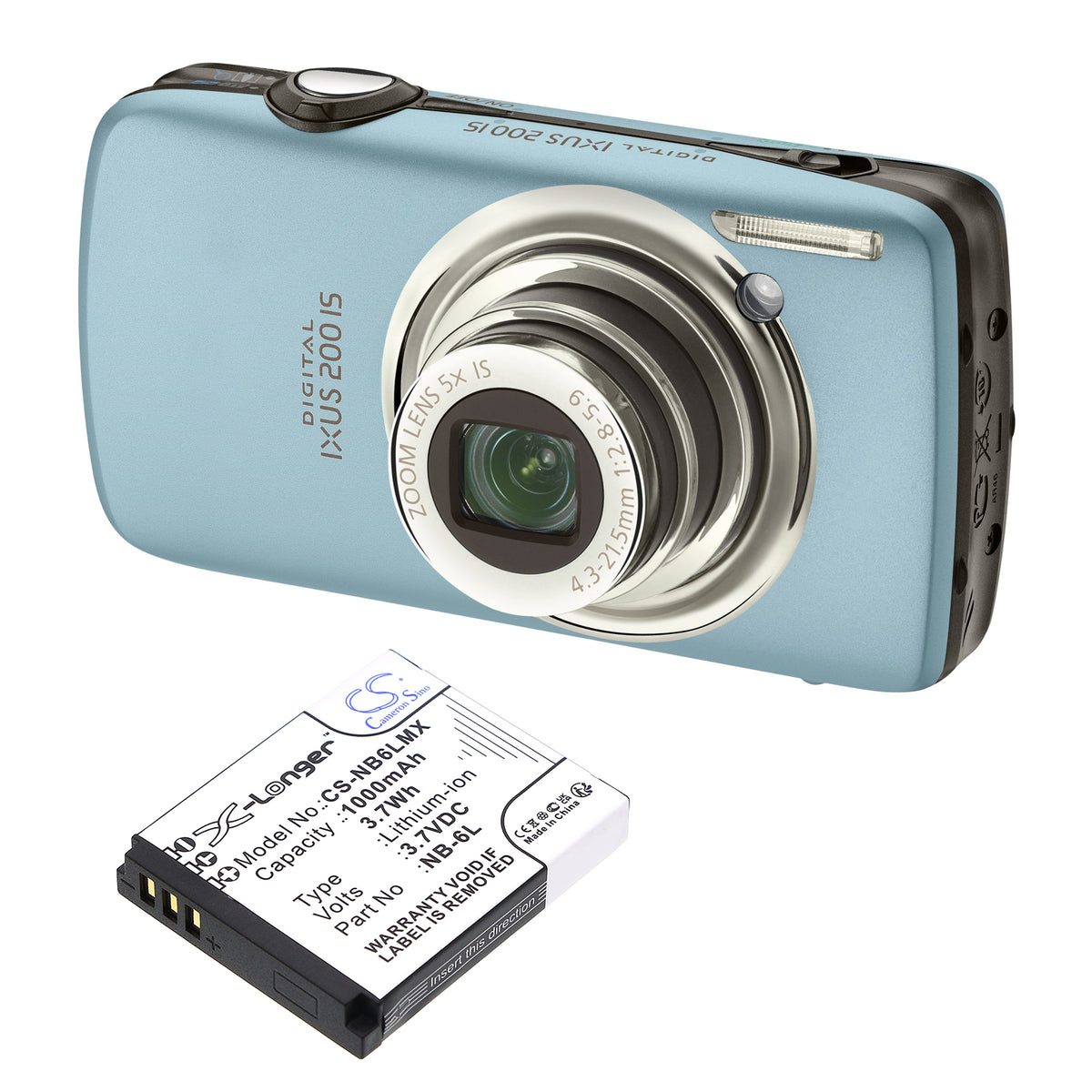 Replacement Battery for Canon Digital IXUS 200 IS – Camera – 1000mAh / 3.7V