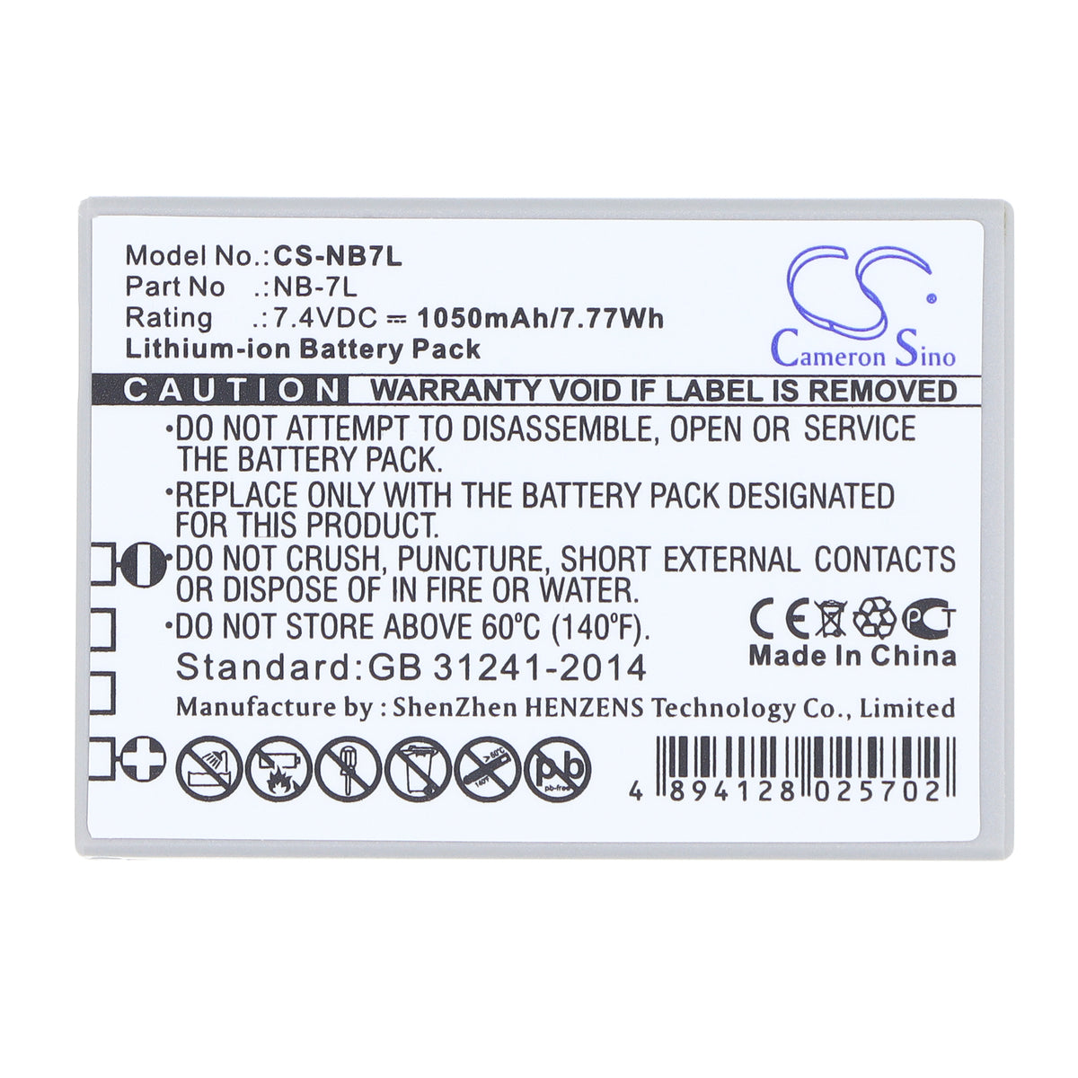 Replacement Battery for Canon PowerShot G10 – Camera – 1050mAh / 7.4V