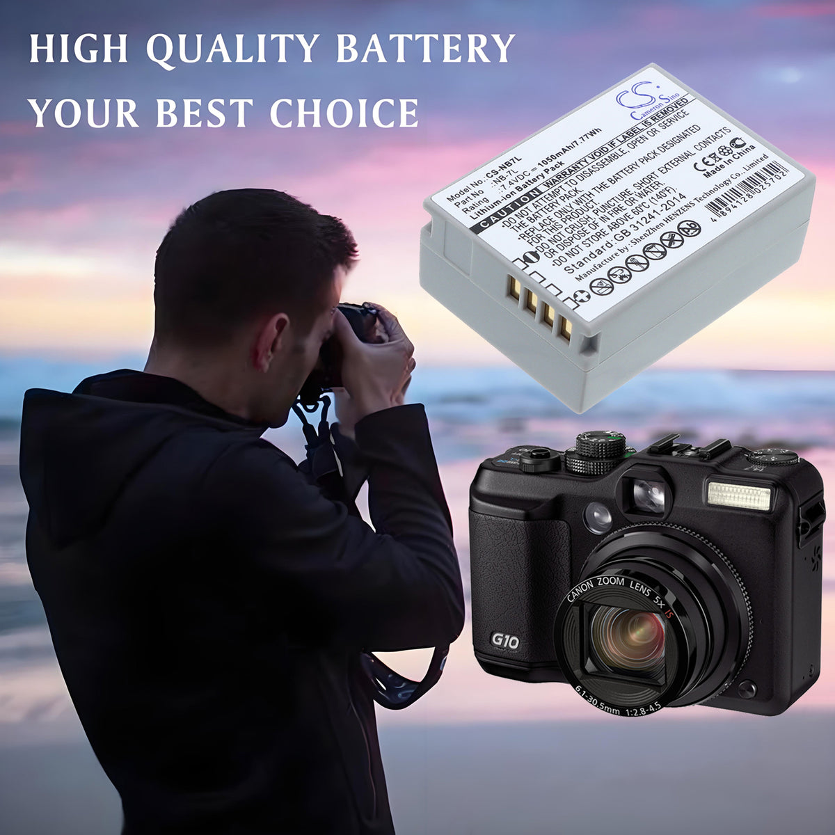 Replacement Battery for Canon PowerShot G10 – Camera – 1050mAh / 7.4V