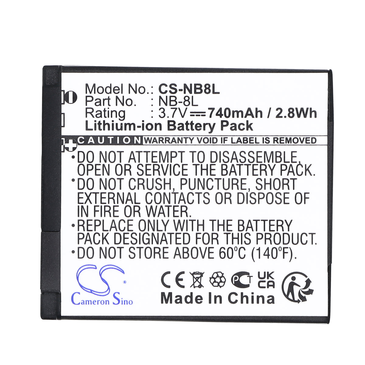 Replacement Battery for Canon PowerShot A3000 – Camera – 740mAh / 3.7V