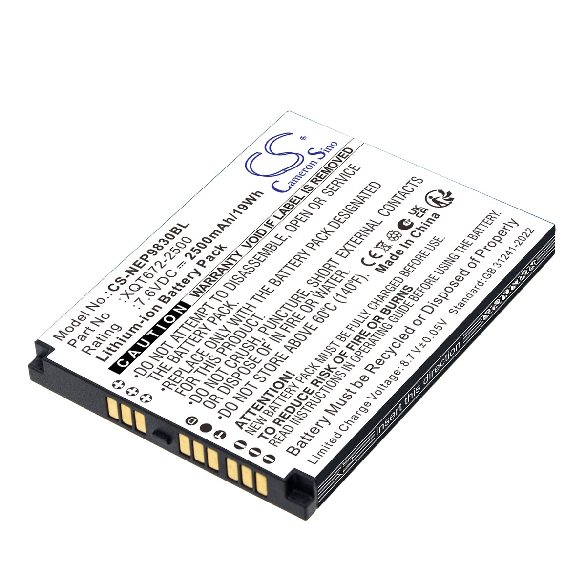 Replacement Battery for NEWPOS 9830 – Payment Terminal – 2500mAh / 7.6V