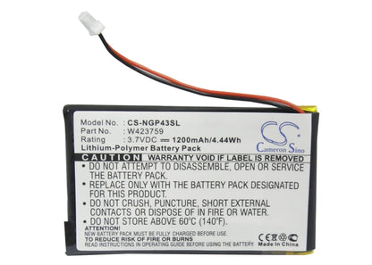 Replacement Battery for Navgear  StreetMate GP-43 – GPS, Navigator – 1200mAh / 3.7V