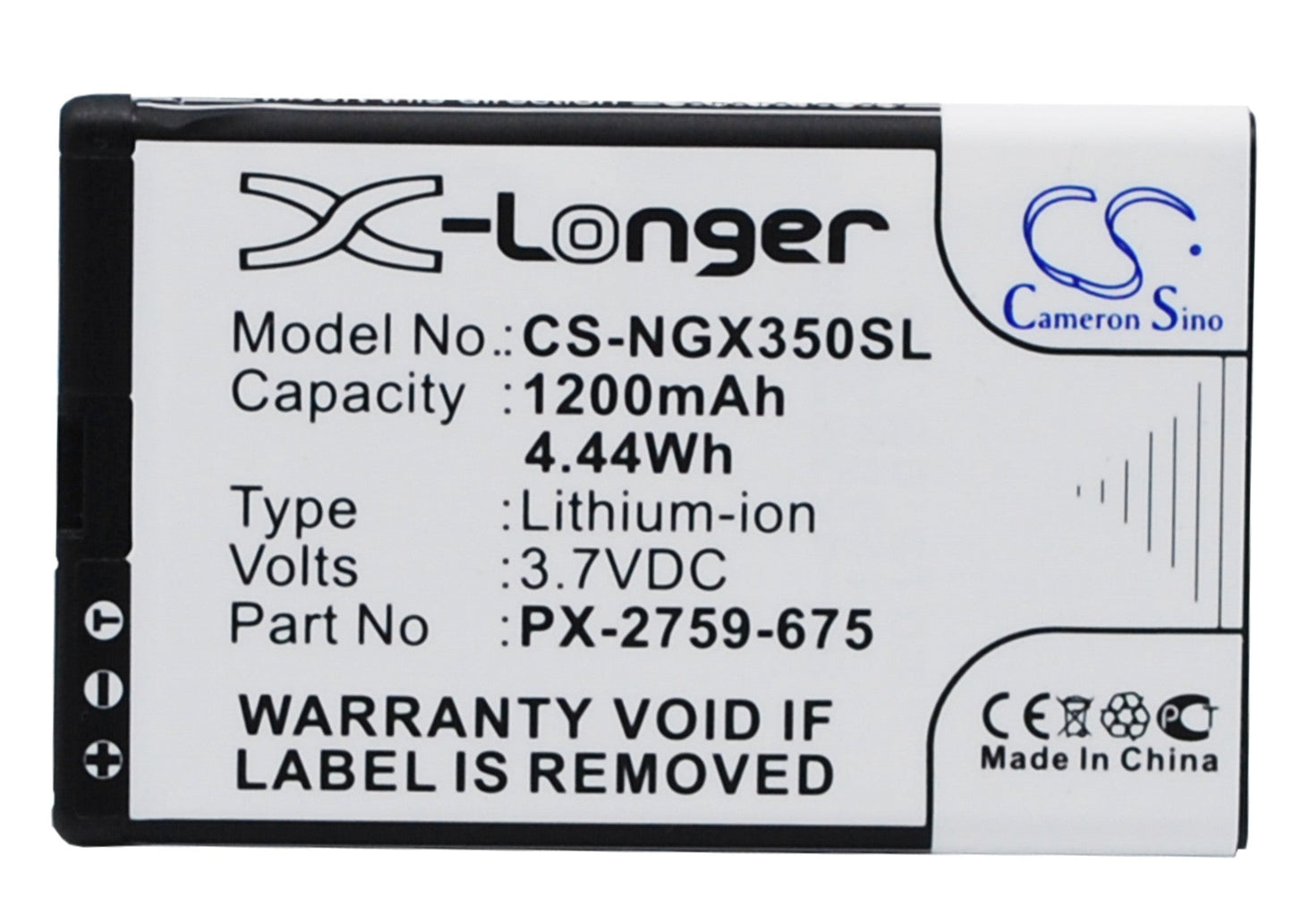 Replacement Battery for Navgear  Motorradnavi SLX-350 – GPS, Navigator – 1200mAh / 4.44Wh / 3.7V