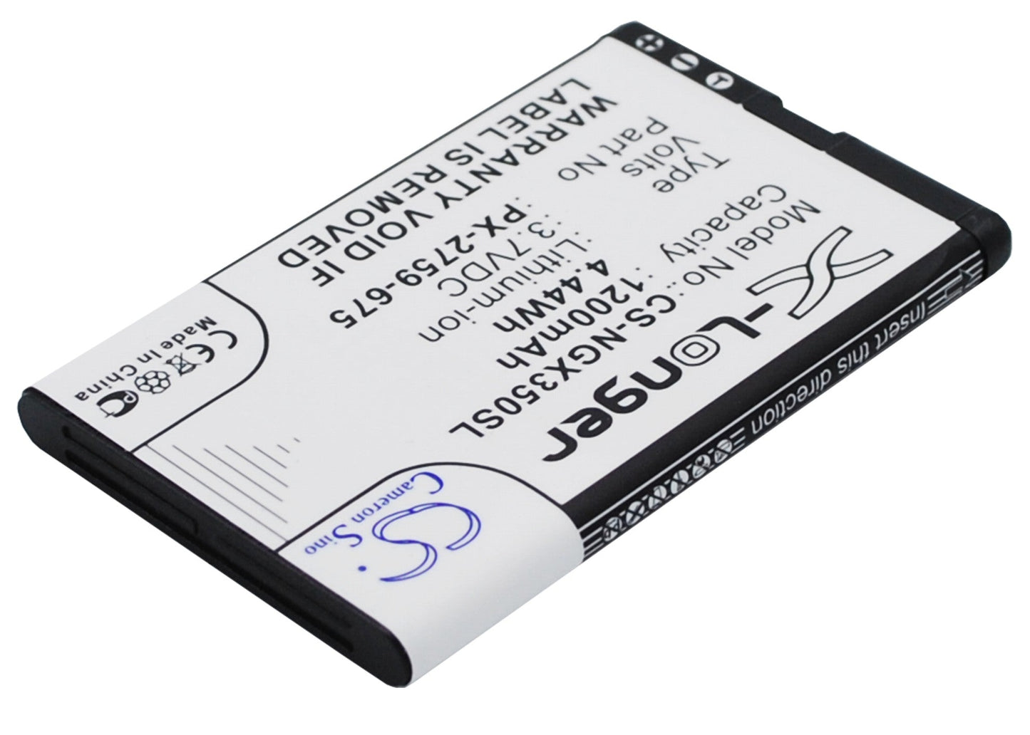 Replacement Battery for Navgear  Motorradnavi SLX-350 – GPS, Navigator – 1200mAh / 4.44Wh / 3.7V