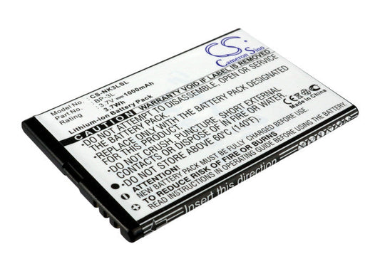 Replacement Battery for Nokia  303 – Mobile, SmartPhone – 1000mAh/3.7Wh / 3.7V
