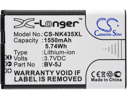 Replacement Battery for Nokia  Lumia 435 – Mobile, SmartPhone – 1550mAh / 5.74Wh / 3.7V