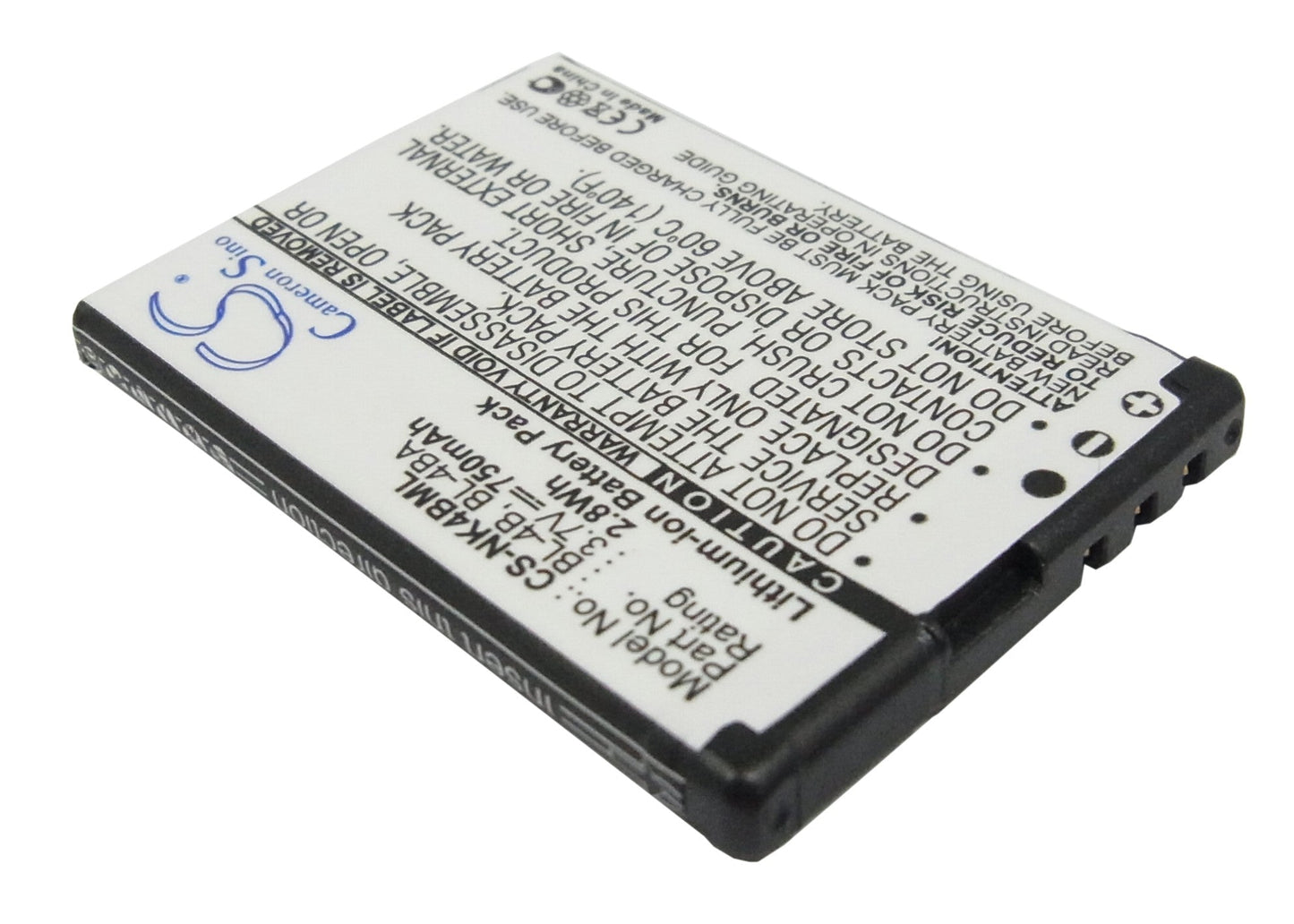 Replacement Battery for Nokia  1606 – Mobile, SmartPhone – 750mAh / 2.78Wh / 3.7V