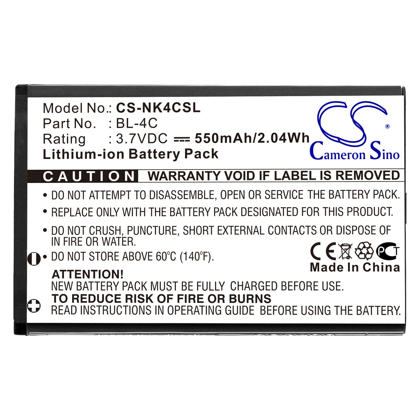 Replacement Battery for BBK  i267 – Camera – 550mAh / 2.04Wh / 3.7V