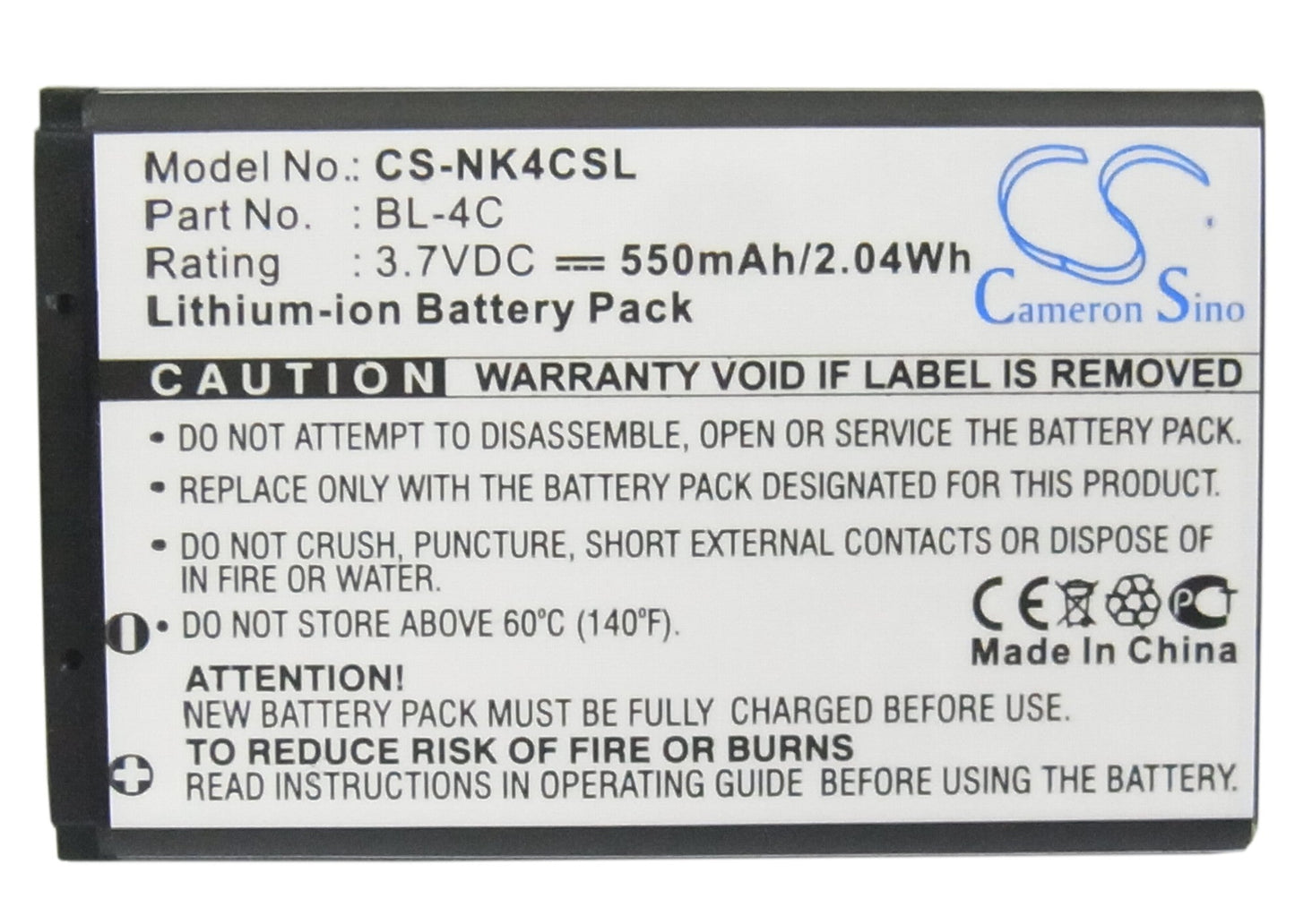 Replacement Battery for Manta  MS1701 – Mobile, SmartPhone – 550mAh / 2.04Wh / 3.7V