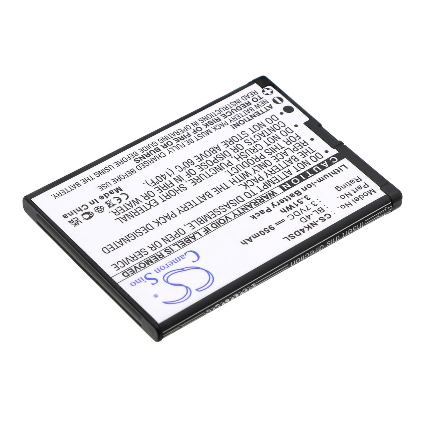 Replacement Battery for BLU  Hero 2 – Mobile, SmartPhone – 950mAh / 3.52Wh / 3.7V