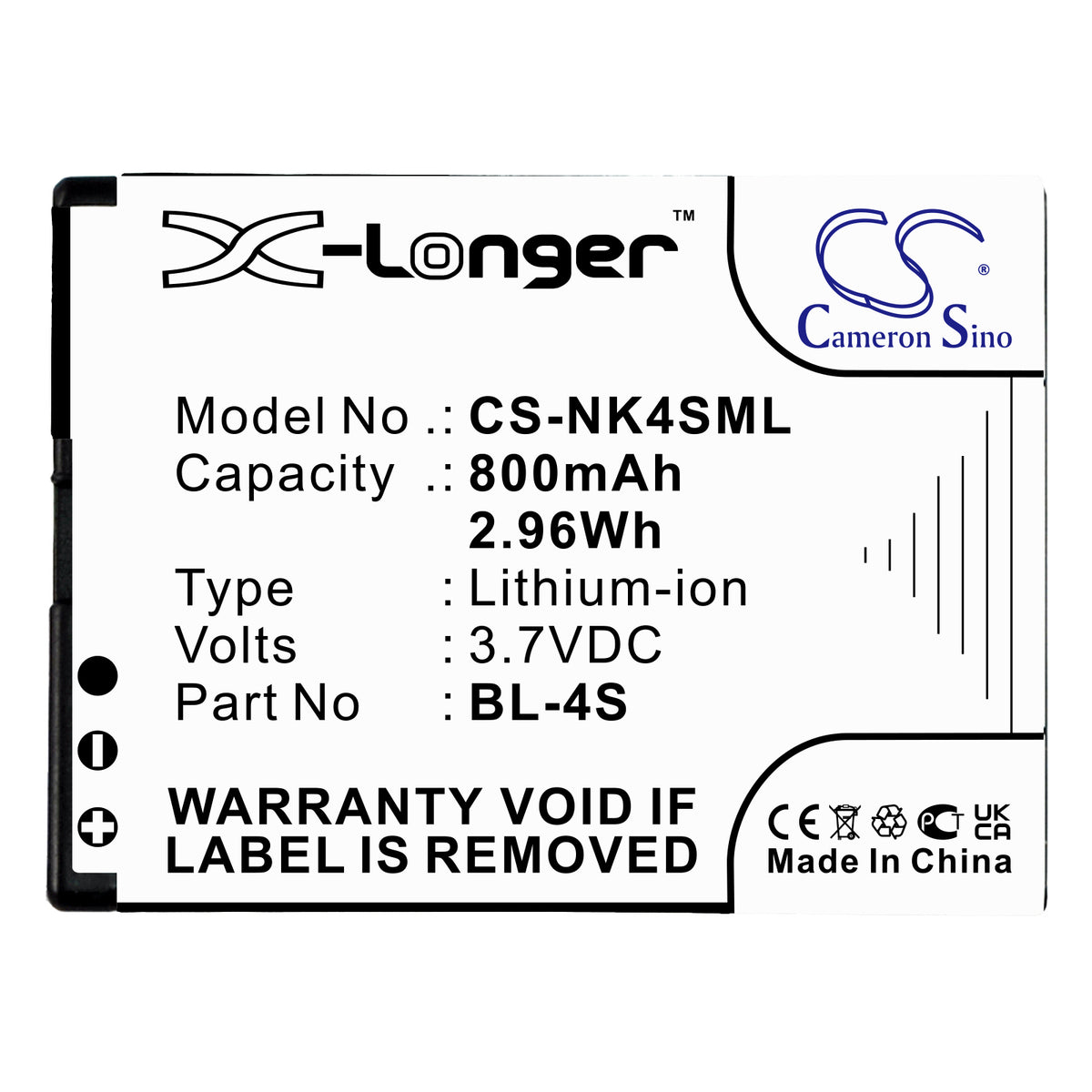 Replacement Battery for Nokia 7610 – Mobile, SmartPhone – 800mAh / 3.7V