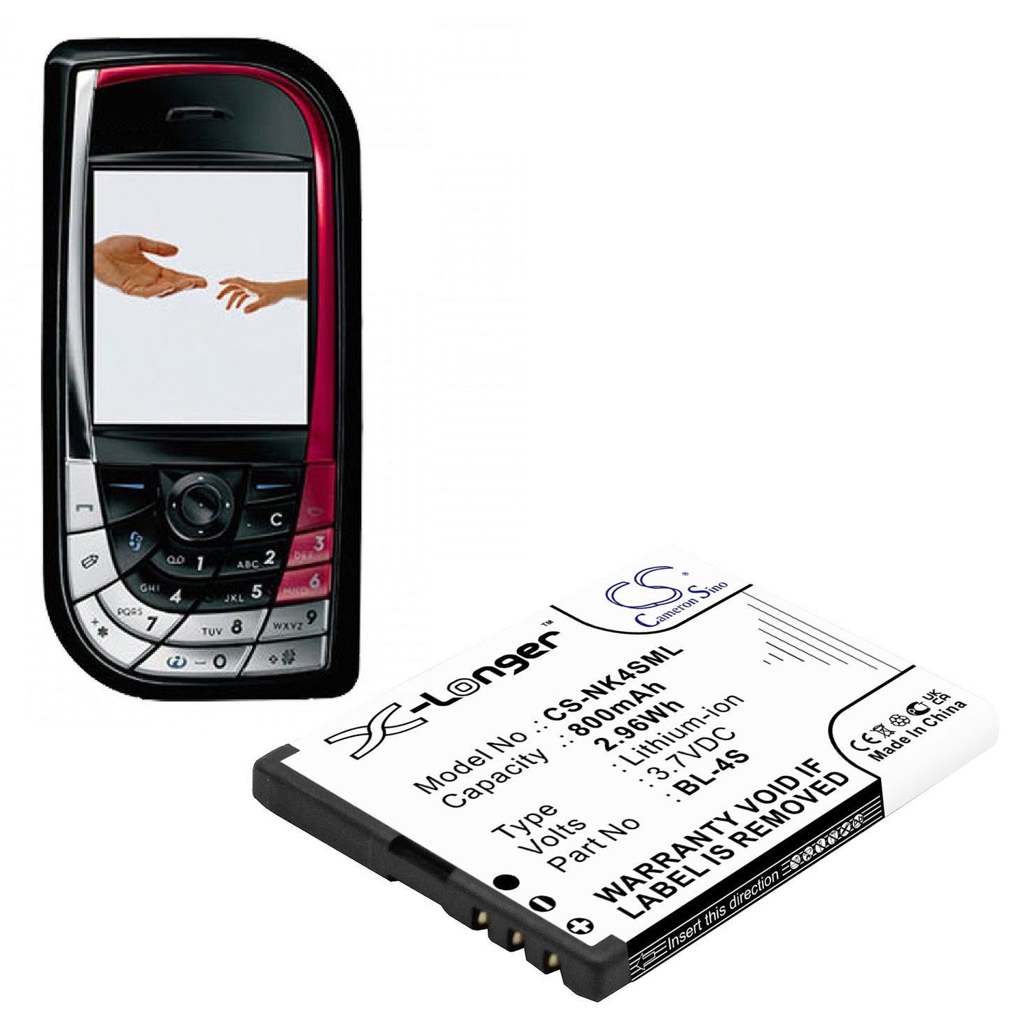 Replacement Battery for Nokia  2680 – Mobile, SmartPhone – 800mAh / 2.96Wh / 3.7V