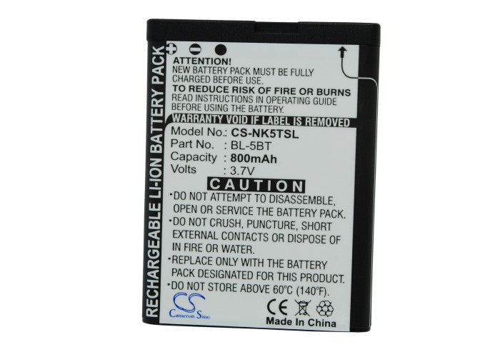 Replacement Battery for Nokia N75 – Mobile, SmartPhone – 800mAh / 3.7V