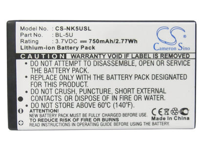 Replacement Battery for Nokia  8800E – Mobile, SmartPhone – 750mAh / 3.7V