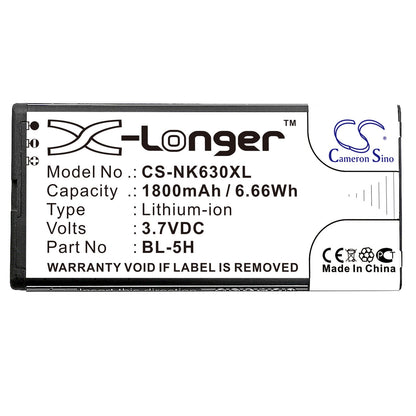 Replacement Battery for Nokia  Lumia 630 – Mobile, SmartPhone – 1800mAh / 6.66Wh / 3.7V