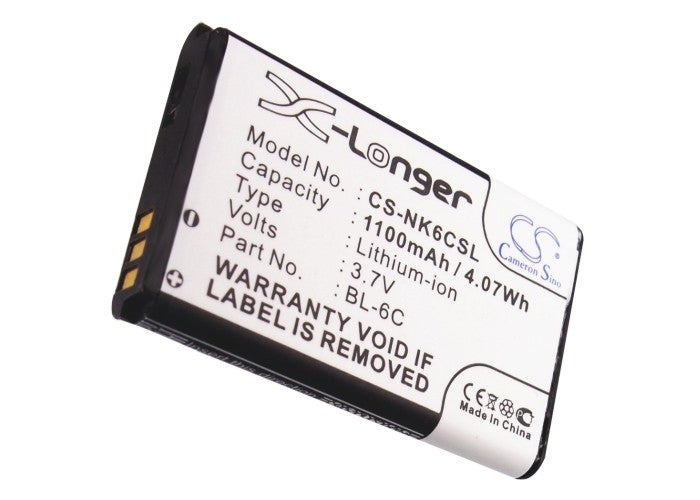 Replacement Battery for Nokia  2115i – Mobile, SmartPhone – 1100mAh / 4.07Wh / 3.7V